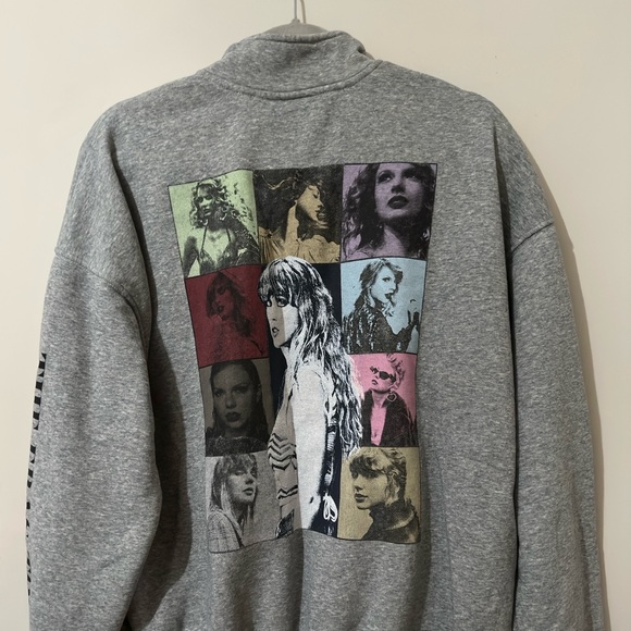 Taylor Swift The Eras Tour Concert Gray Quarter Zip Cotton Sweatshirt - Picture 6 of 10